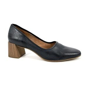 Franco Sarto Pumps Womens Size 10 Navy Blue Soft Leather Block Heel Classic